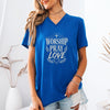 Worship Pray Love V Neck Tee