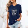 Worship Pray Love V Neck Tee