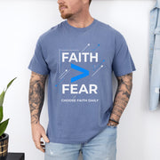 Faith > Fear T shirt promoting courage and trust, perfect for embodying faith over fear t shirt in daily life.