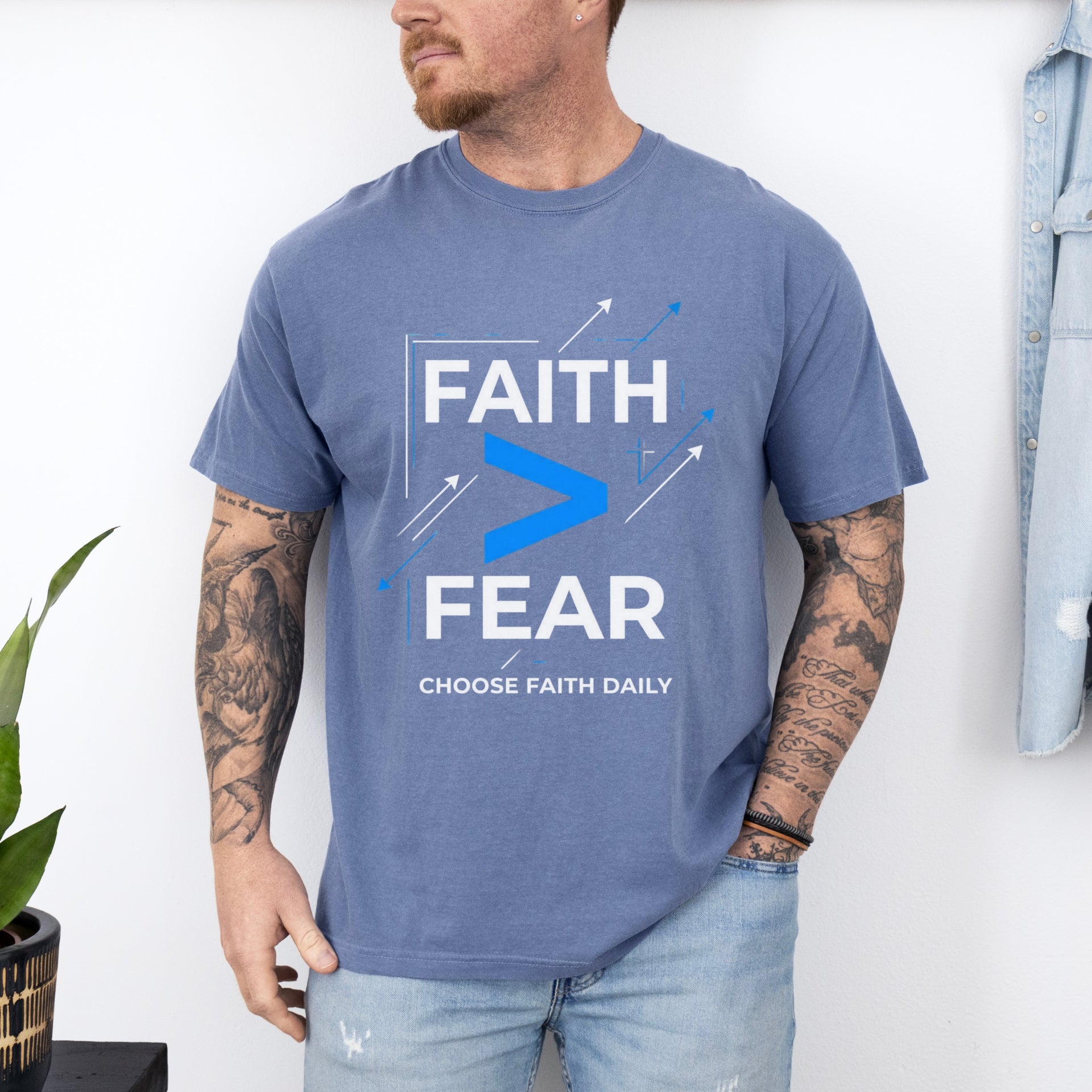 Faith > Fear T shirt promoting courage and trust, perfect for embodying faith over fear t shirt in daily life.