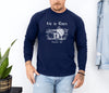 He Is Risen long sleeve t-shirt worn by a man, featuring an inspiring resurrection design.