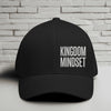 Flexfit Kingdom Mindset hat featuring clean white embroidery on a black cap, perfect for casual wear and faith-based style.
