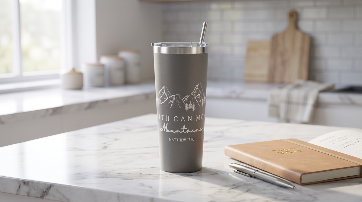 Faith Can Move Mountains 22oz Copper Vacuum Insulated Tumbler