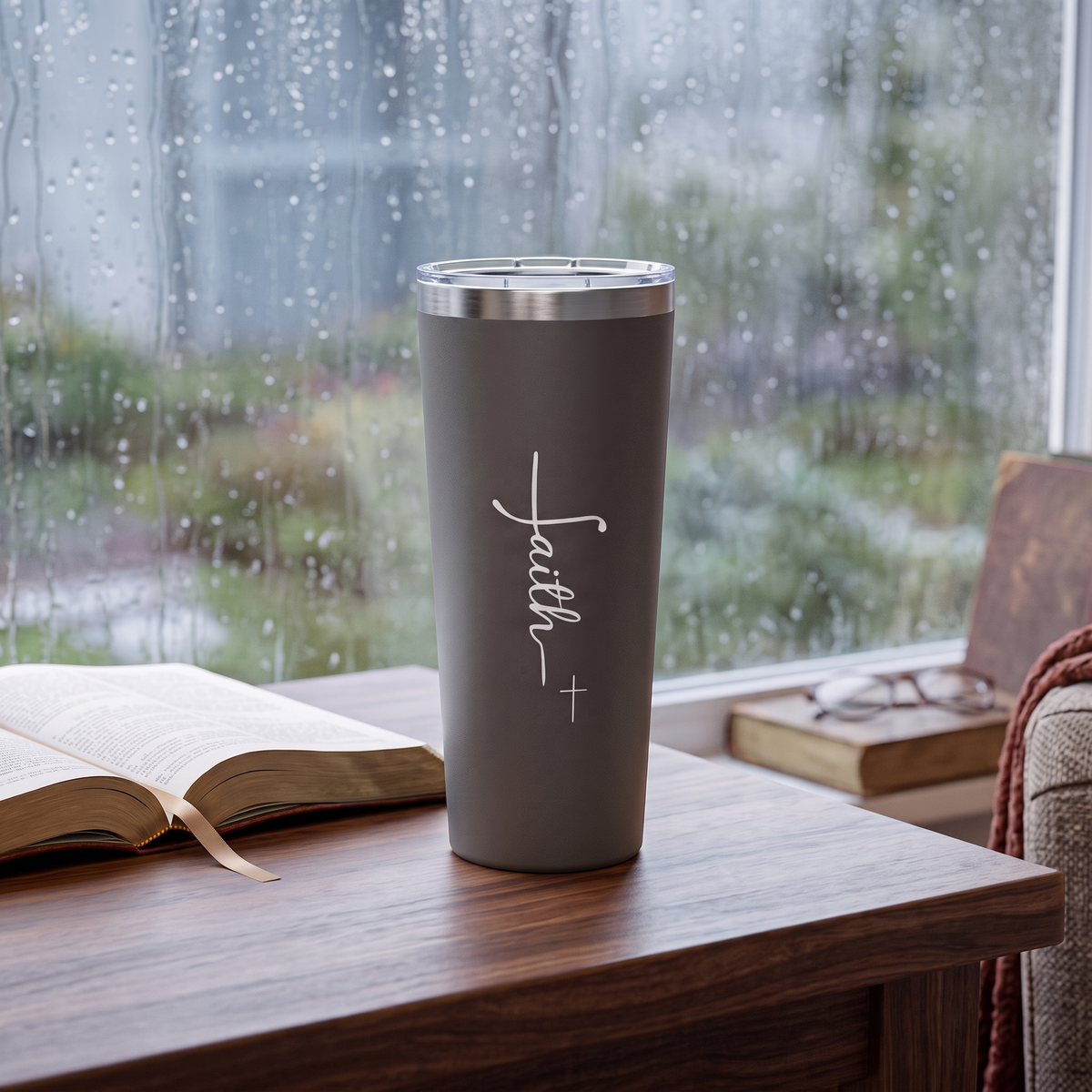 Faith With Cross 22oz Copper Vacuum Insulated Tumbler