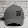 Renewed Through God Embroidered Flexfit Hat - Black Embroidery