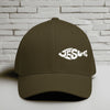 Jesus Fish Embroidered Flexfit Hat - White Embroidery