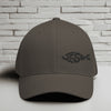 Jesus Fish Embroidered Flexfit Hat - Black Embroidery