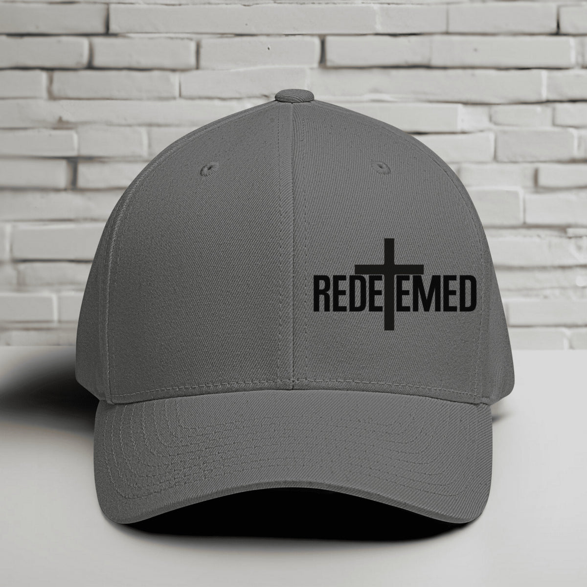 Redeemed Embroidered Flexfit Hat - Black Embroidery