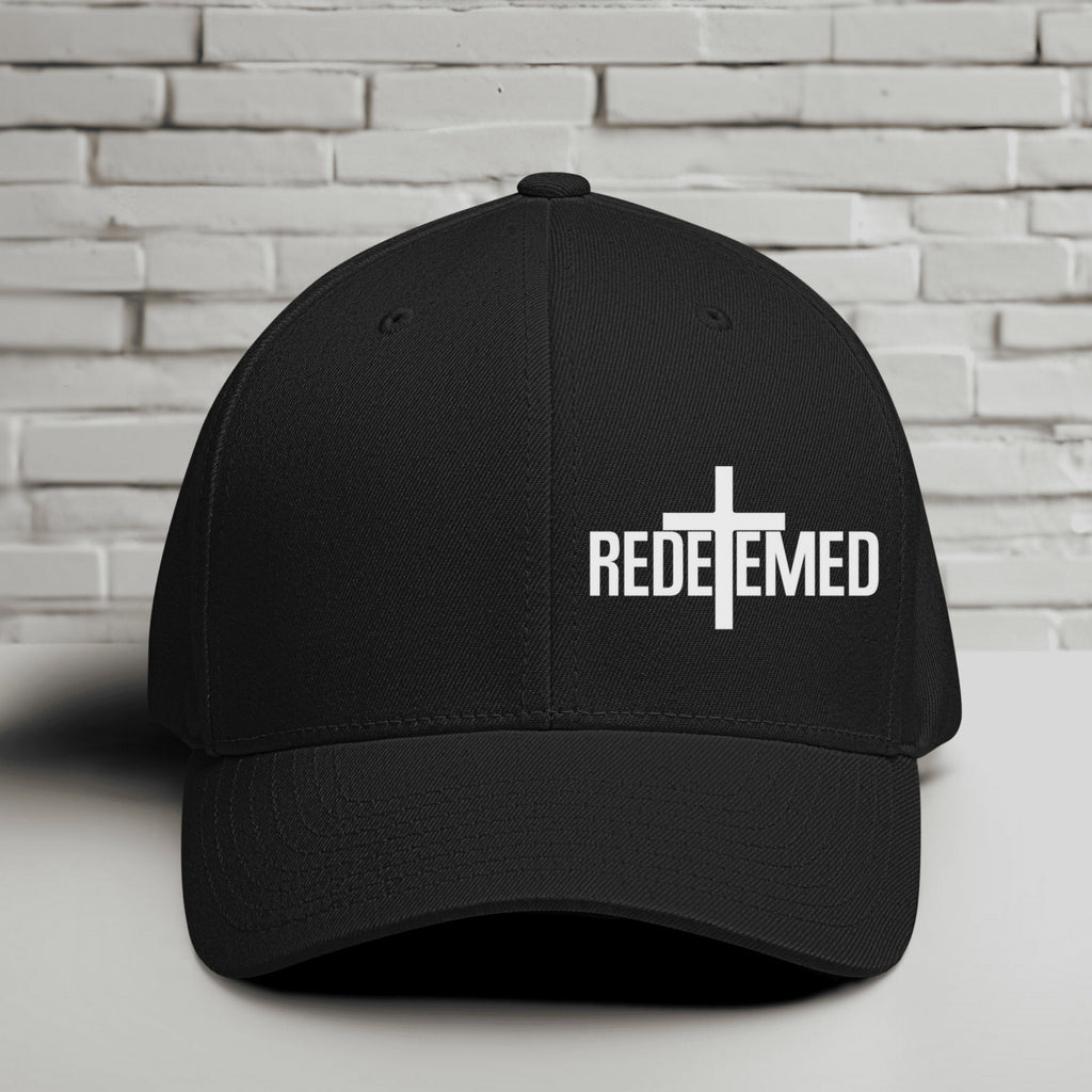 Redeemed Embroidered Flexfit Hat-White Embroidery