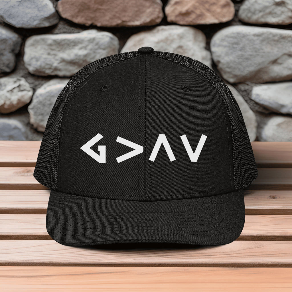 God Is Greater Than The Highs and Lows Symbol Snapback Trucker Hat