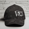 Waving Flag With Cross White Embroidery Flexfit Hat