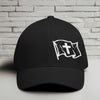 Waving Flag With Cross White Embroidery Flexfit Hat