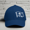 Waving Flag With Cross White Embroidery Flexfit Hat