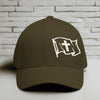 Waving Flag With Cross White Embroidery Flexfit Hat
