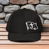 Waving Flag With Cross Embroidered Richardson Snapback Trucker Hat