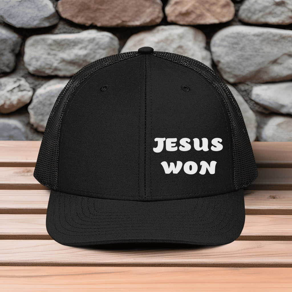 Jesus Won Embroidered Snapback Trucker Hat