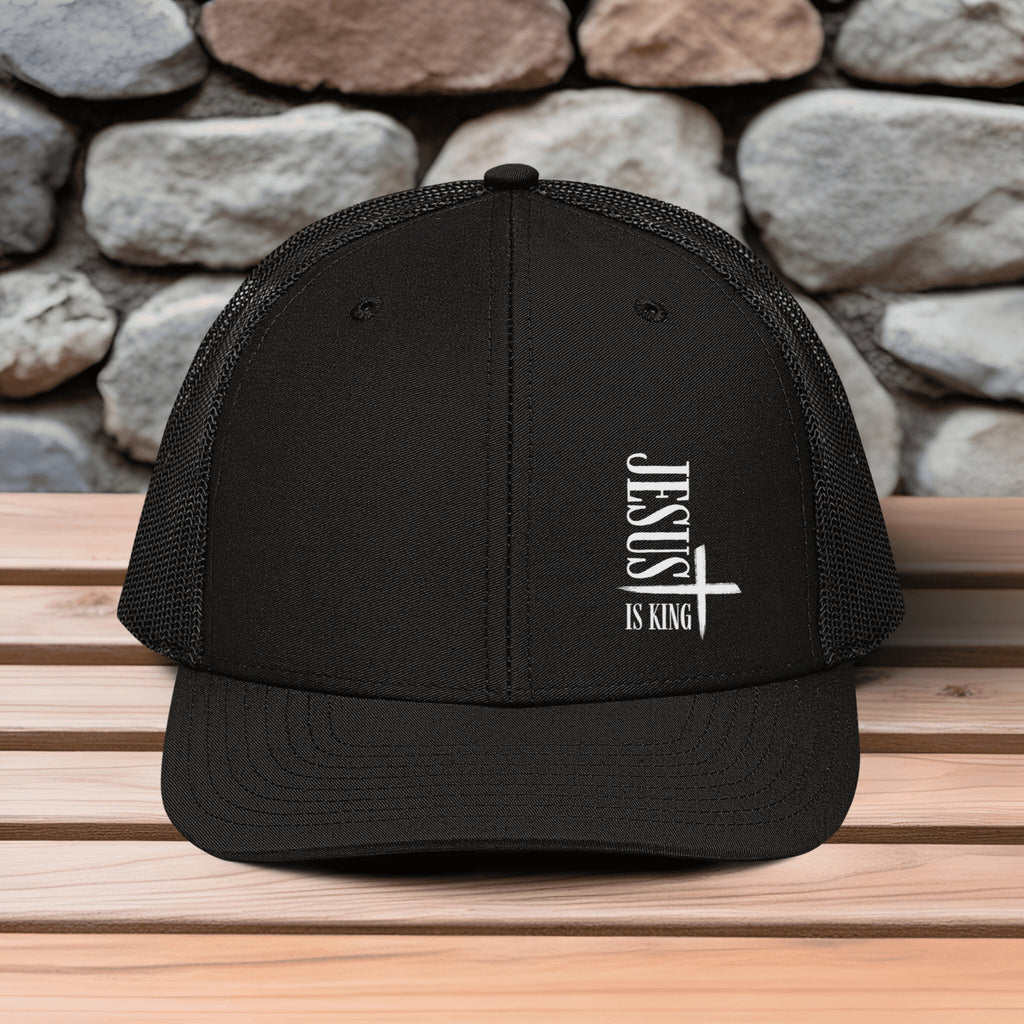 Jesus Is King Embroidered Snapback Trucker Hat