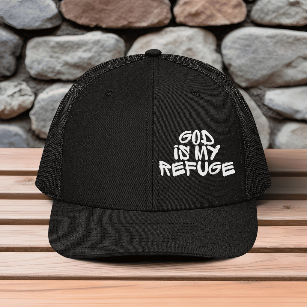 God Is My Refuge Embroidered Snapback Trucker Hat