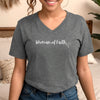 Woman Of Faith V Neck Tee