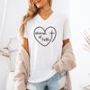 Woman Of Faith Heart Cross V Neck Tee