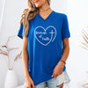 Woman Of Faith Heart Cross V Neck Tee