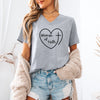 Woman Of Faith Heart Cross V Neck Tee
