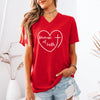 Woman Of Faith Heart Cross V Neck Tee