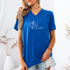 Wife, Mother, Woman Of Faith Cross Heart Scripture V Neck Tee