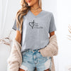 Wife, Mother, Woman Of Faith Cross Heart Scripture V Neck Tee
