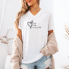 Wife, Mother, Woman Of Faith Cross Heart Scripture V Neck Tee