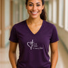 Wife, Mother, Woman Of Faith Cross Heart Scripture V Neck Tee