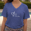 Wife, Mother, Woman Of Faith Cross Heart Scripture V Neck Tee