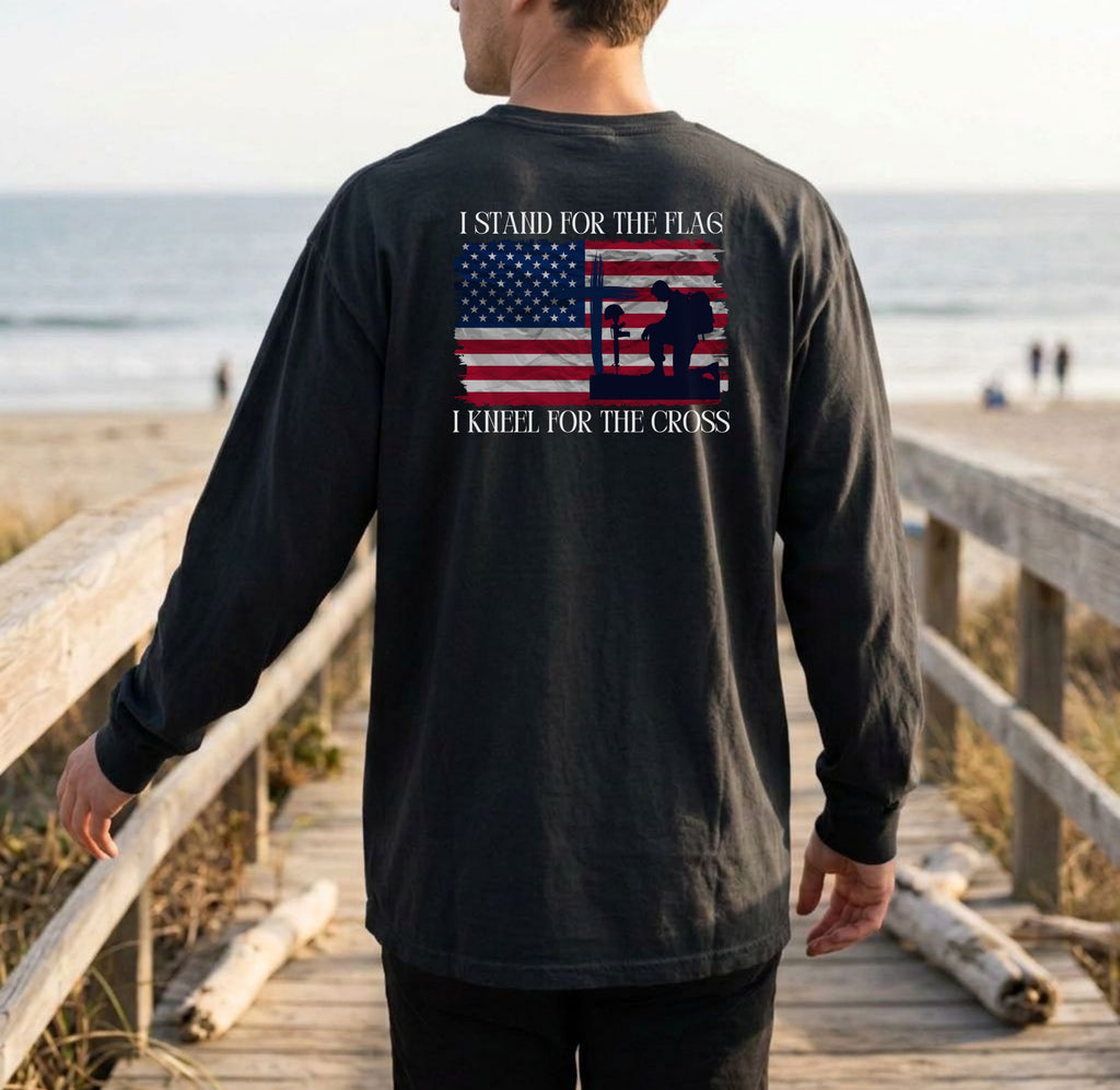 I Stand For The Flag Kneel For The Cross Comfort Colors Long Sleeve T Shirt