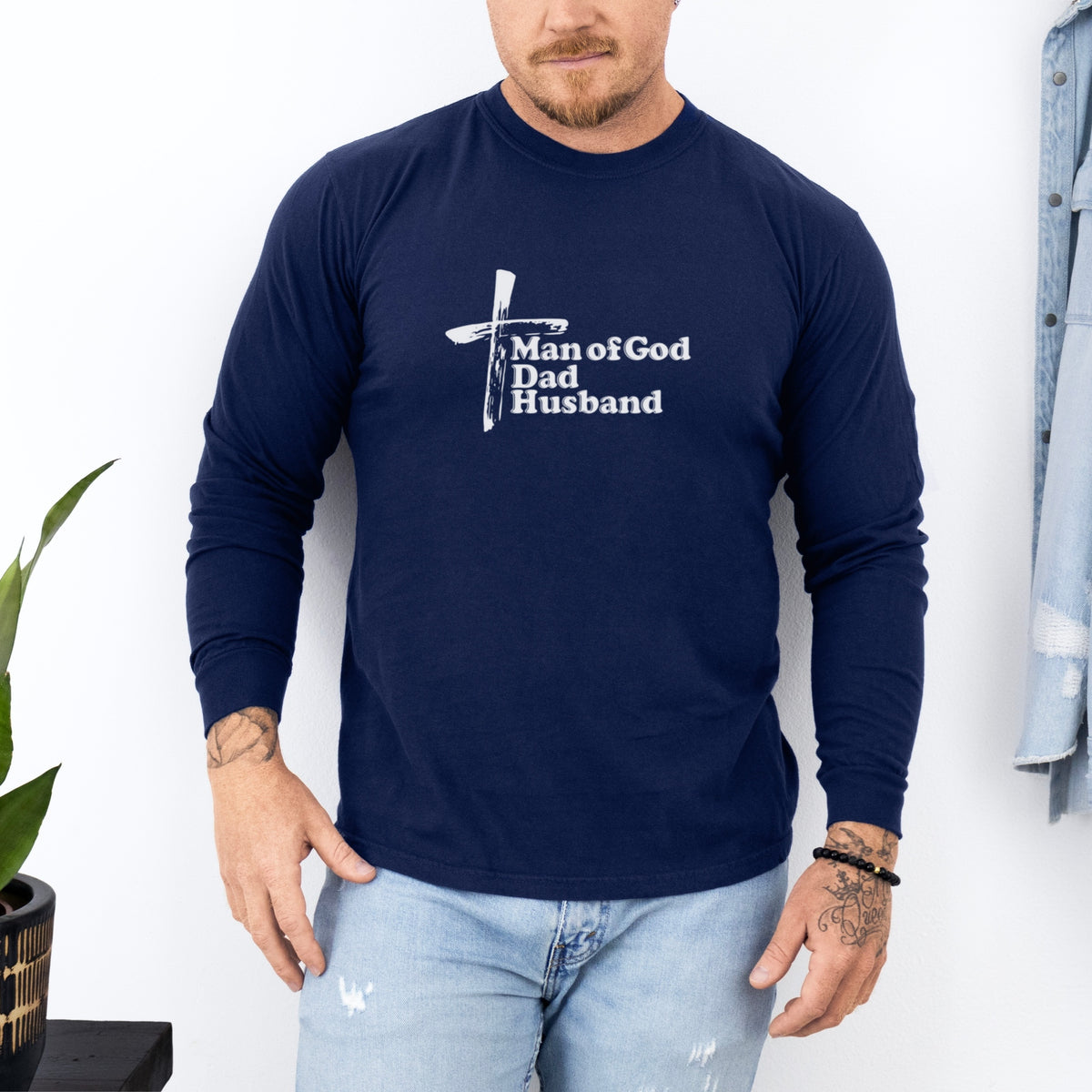 Man of God Dad Husband Comfort Colors Long Sleeve T-Shirt