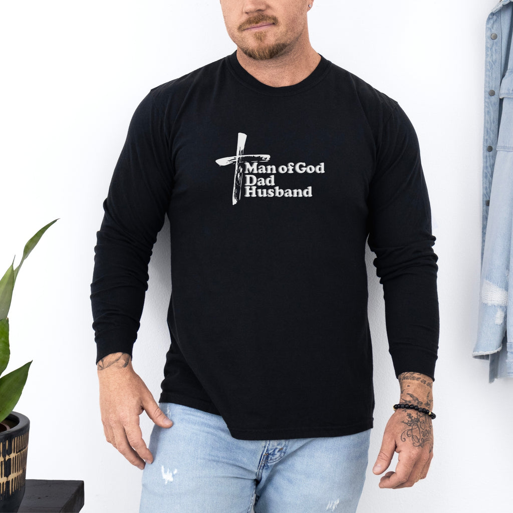 Man of God Dad Husband Comfort Colors Long Sleeve T-Shirt