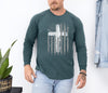 Flag With Cross Comfort Colors Long Sleeve T Shirt