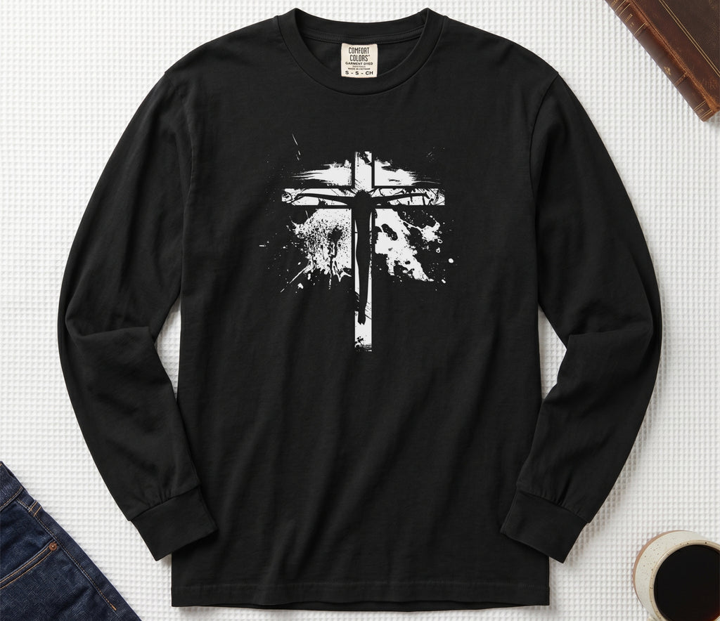 Jesus On Cross Long Sleeve Comfort Colors T-Shirt
