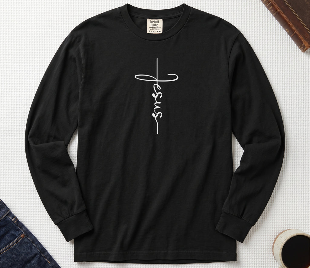 Jesus Cross Comfort Colors Long Sleeve T Shirt