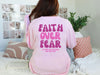 Faith Over Fear Pink/ White Comfort Colors Long Sleeve T-Shirt