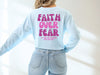 Faith Over Fear Pink/ White Comfort Colors Long Sleeve T-Shirt