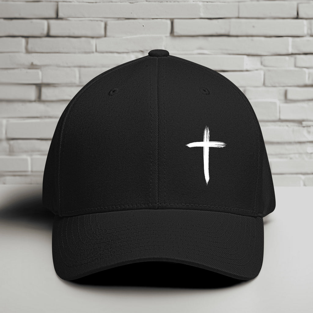White Cross Embroidered Flexfit Hat