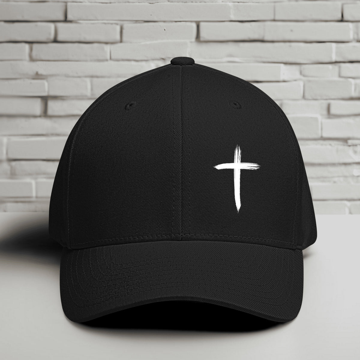 White Cross Embroidered Flexfit Hat