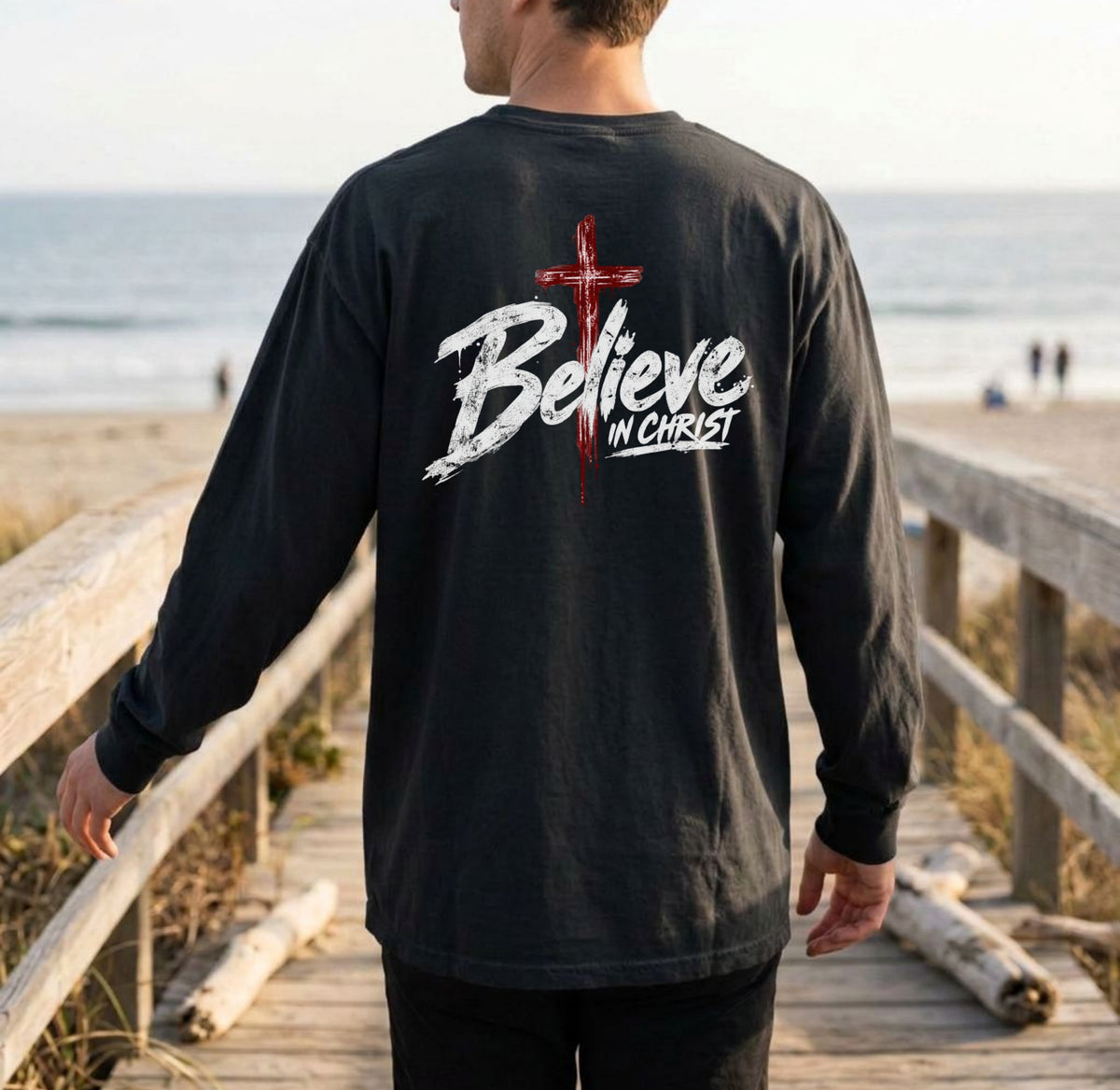Believe In Christ w/ Cross Comfort Colors Long Sleeve T Shirt