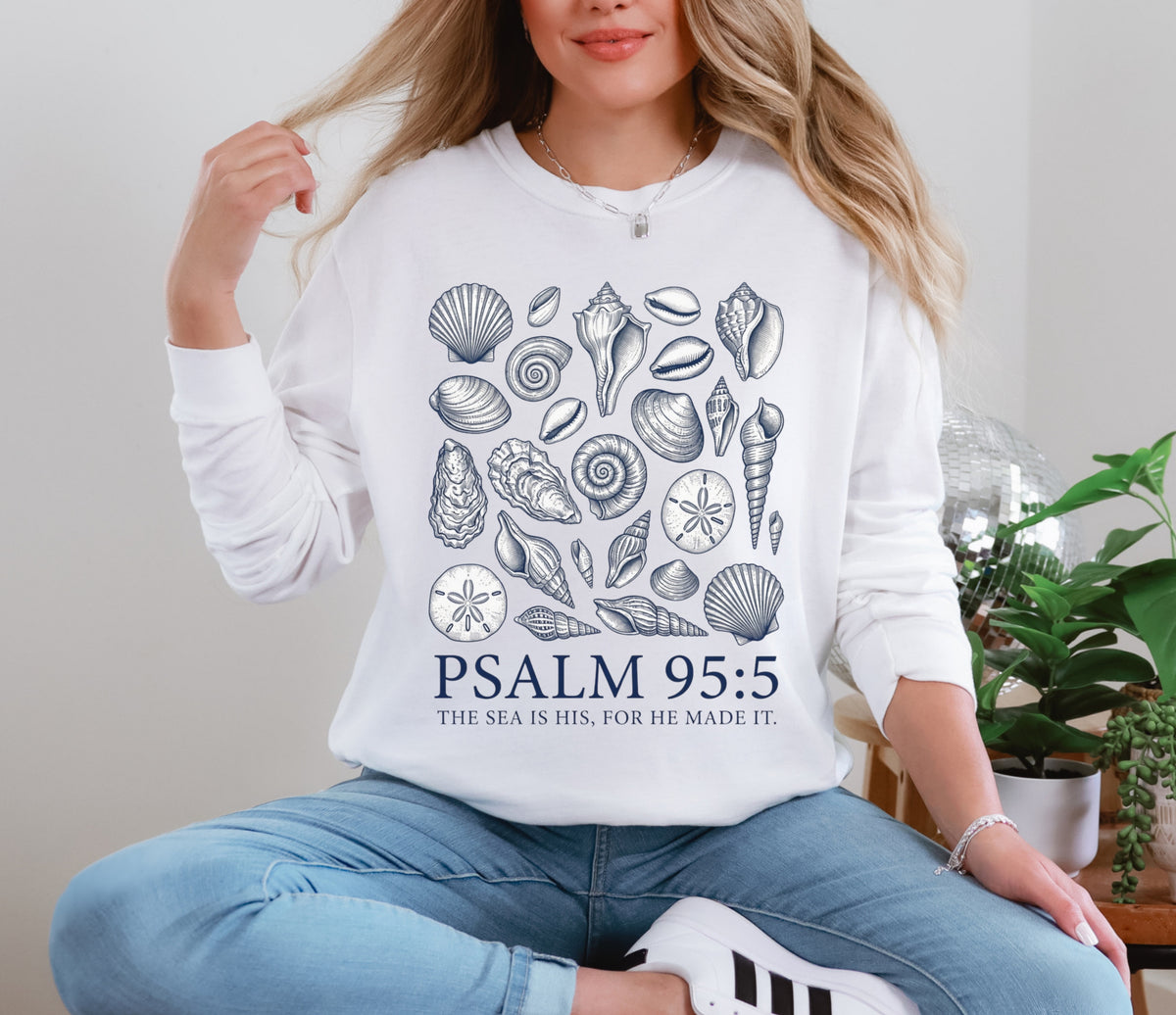Seashells Psalm 95 5 Comfort Colors Long Sleeve T Shirt