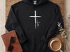 Cross With Faith, Minimal Christian Scripture Hoodie