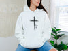 Cross With Faith, Minimal Christian Scripture Hoodie