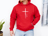 Cross With Faith, Minimal Christian Scripture Hoodie