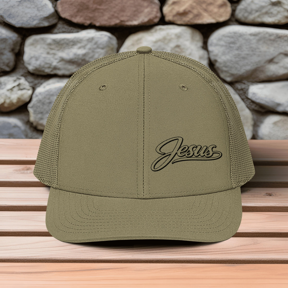 Jesus Script Snapback Trucker Hat, Embroidered Christian Cap, Faith Hat, Jesus Baseball Cap, Christian Gift for Men Women