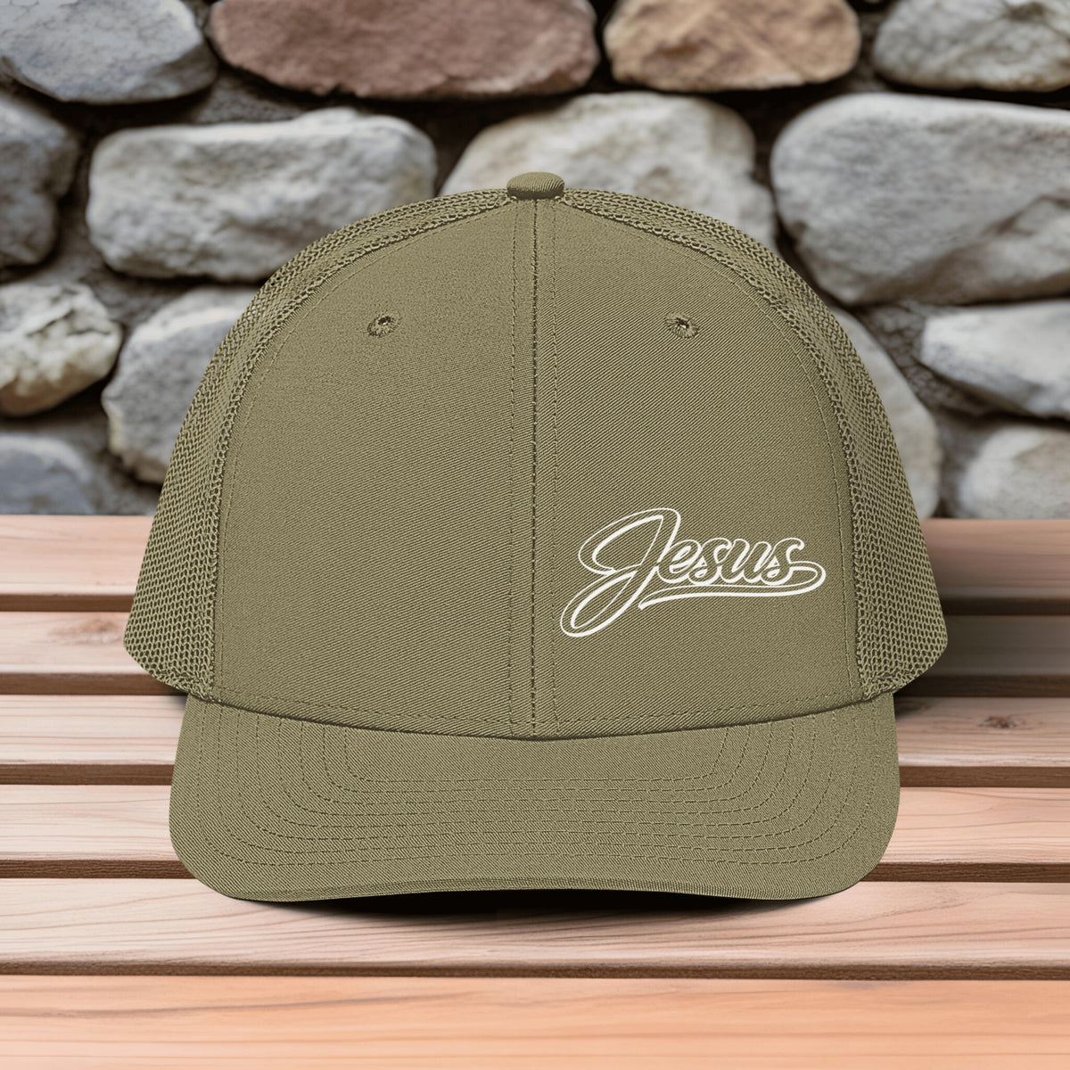 Jesus Script Snapback Trucker Hat, Embroidered Christian Cap, Faith Hat, Jesus Baseball Cap, Christian Gift for Men Women