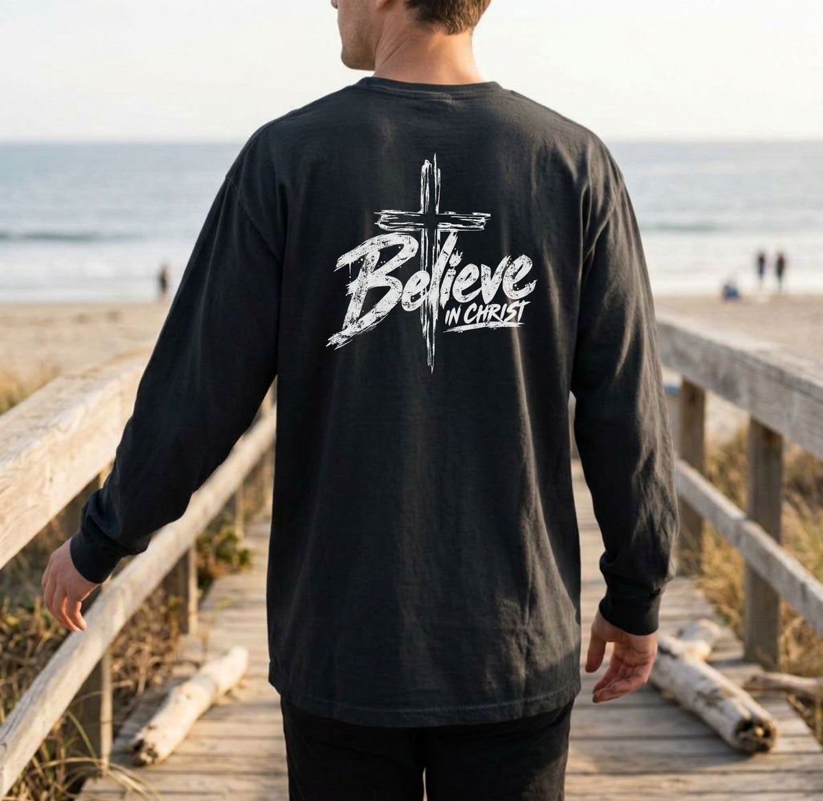Believe In Christ w/ Cross Comfort Colors Long Sleeve T Shirt
